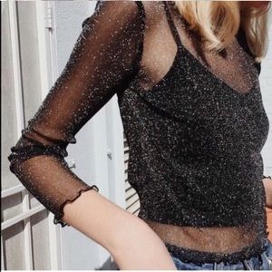 Brandy Melville sparkly mesh long sleeve